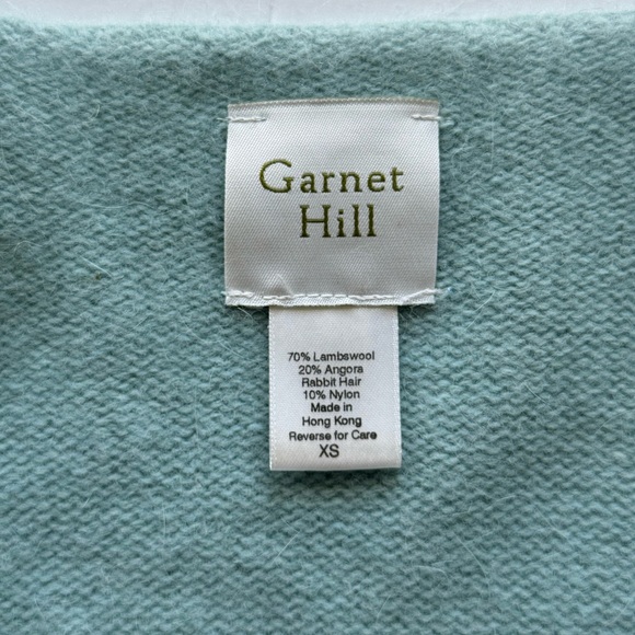 "Garnet Hill" cozy sweater Embroidered wool V-neck with frilled sleeves size XS - Picture 9 of 10